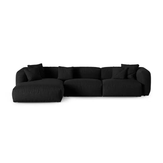 Modular Left Corner Sofa, "Martina", 3 Seats, 370x176x75, Black