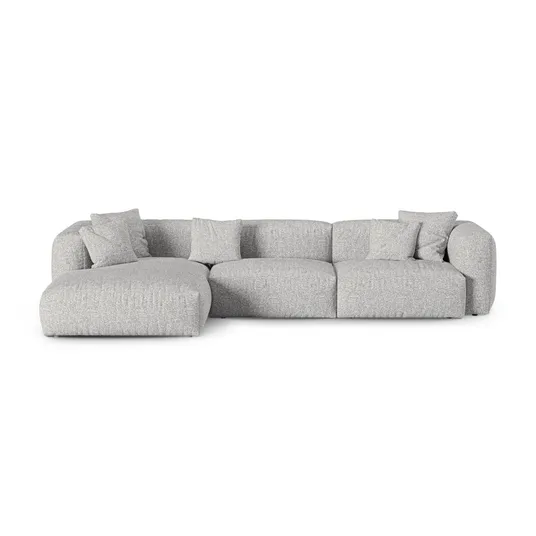 Boucle Modular Left Corner Sofa, "Martina", 3 Seats, 370x176x75, Silver