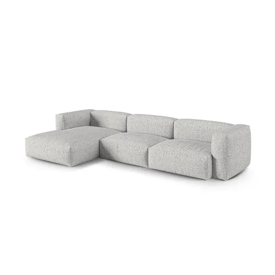 Boucle Modular Left Corner Sofa, "Martina", 3 Seats, 370x176x75, Silver