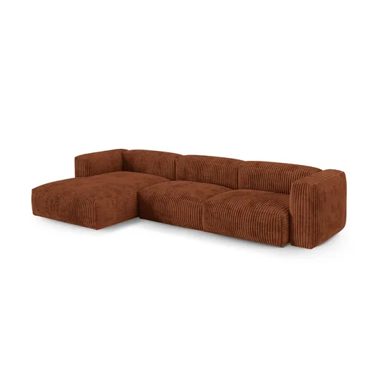 Modular Left Corner Sofa, "Martina", 3 Seats, 370x176x75, Brick