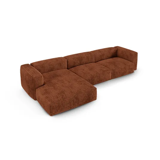Modular Left Corner Sofa, "Martina", 3 Seats, 370x176x75, Brick