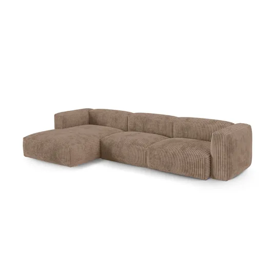 Modular Left Corner Sofa, "Martina", 3 Seats, 370x176x75, Acorn
