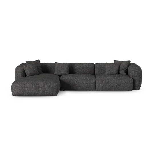 Boucle Modular Left Corner Sofa, "Martina", 3 Seats, 370x176x75, Anthracite