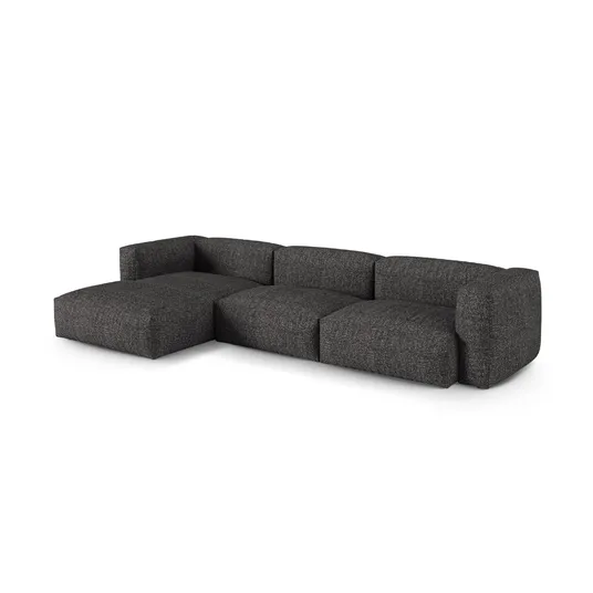 Boucle Modular Left Corner Sofa, "Martina", 3 Seats, 370x176x75, Anthracite