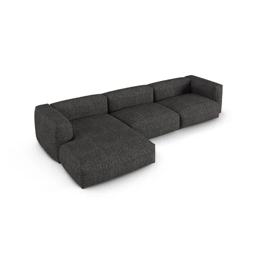 Boucle Modular Left Corner Sofa, "Martina", 3 Seats, 370x176x75, Anthracite