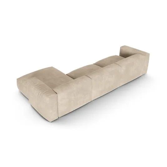 Velvet Modular Right Corner Sofa, "Martina", 3 Seats, 370x176x75, Light Beige