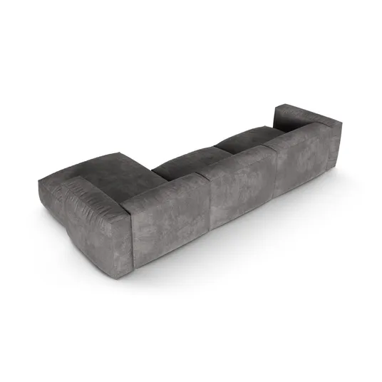 Velvet Modular Right Corner Sofa, "Martina", 3 Seats, 370x176x75, Grey