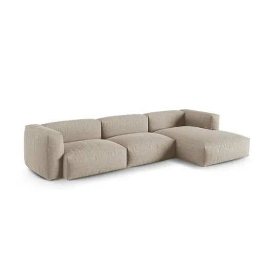 Modular Right Corner Sofa, "Martina", 3 Seats, 370x176x75, Light Beige