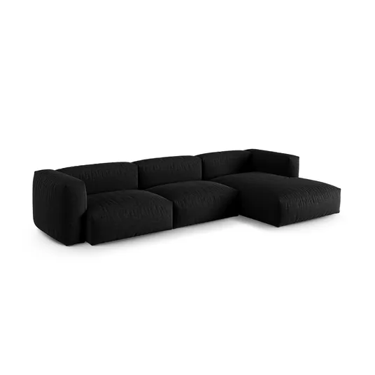 Modular Right Corner Sofa, "Martina", 3 Seats, 370x176x75, Black