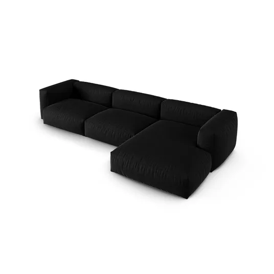 Modular Right Corner Sofa, "Martina", 3 Seats, 370x176x75, Black
