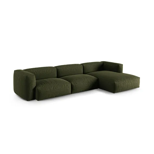 Modular Right Corner Sofa, "Martina", 3 Seats, 370x176x75, Green