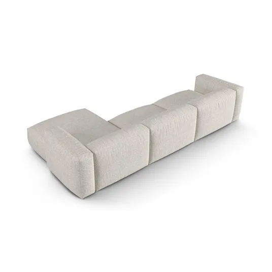 Boucle Modular Right Corner Sofa, "Martina", 3 Seats, 370x176x75, Grey Beige Melange