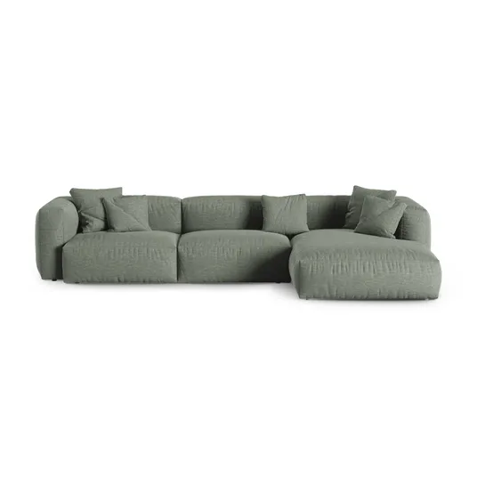 Modular Right Corner Sofa, "Martina", 3 Seats, 370x176x75, Moss Green