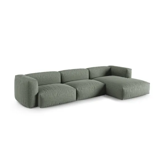 Modular Right Corner Sofa, "Martina", 3 Seats, 370x176x75, Moss Green