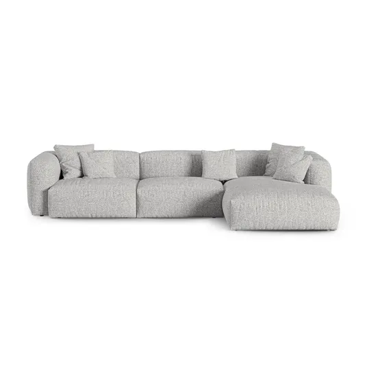 Boucle Modular Right Corner Sofa, "Martina", 3 Seats, 370x176x75, Silver