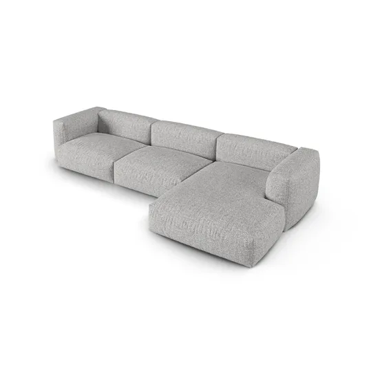 Boucle Modular Right Corner Sofa, "Martina", 3 Seats, 370x176x75, Silver
