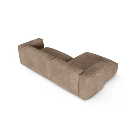 Velvet Modular Left Corner Sofa, "Martina", 2 Seats, 280x176x75, Dark Beige