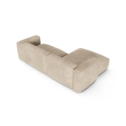 Velvet Modular Left Corner Sofa, "Martina", 2 Seats, 280x176x75, Light Beige