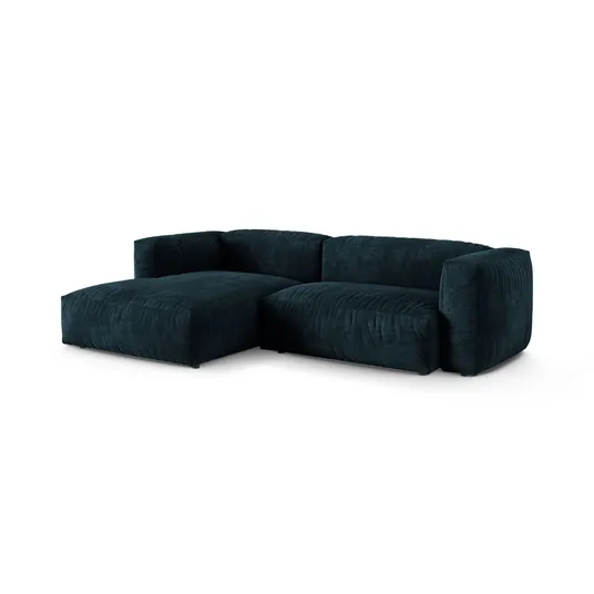 Velvet Modular Left Corner Sofa, "Martina", 2 Seats, 280x176x75, Deep Petrol
