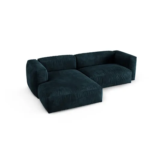 Velvet Modular Left Corner Sofa, "Martina", 2 Seats, 280x176x75, Deep Petrol