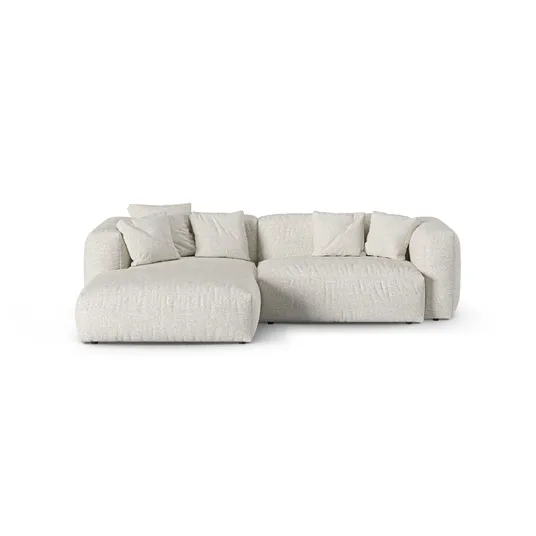 Boucle Modular Left Corner Sofa, "Martina", 2 Seats, 280x176x75, Grey Beige Melange