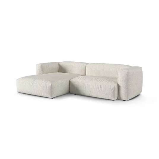 Boucle Modular Left Corner Sofa, "Martina", 2 Seats, 280x176x75, Grey Beige Melange