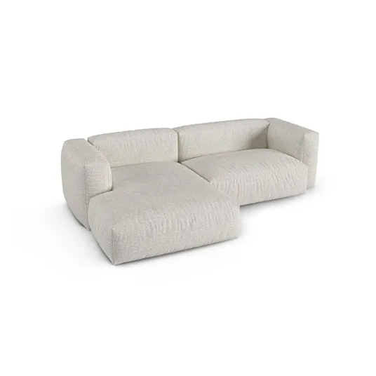 Boucle Modular Left Corner Sofa, "Martina", 2 Seats, 280x176x75, Grey Beige Melange