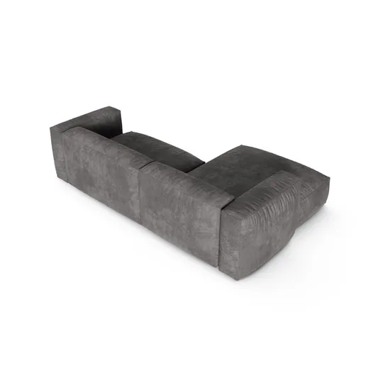 Velvet Modular Left Corner Sofa, "Martina", 2 Seats, 280x176x75, Grey