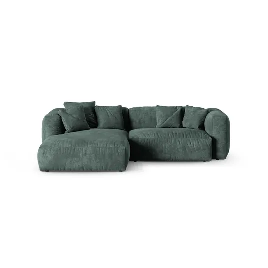 Velvet Modular Left Corner Sofa, "Martina", 2 Seats, 280x176x75, Petrol
