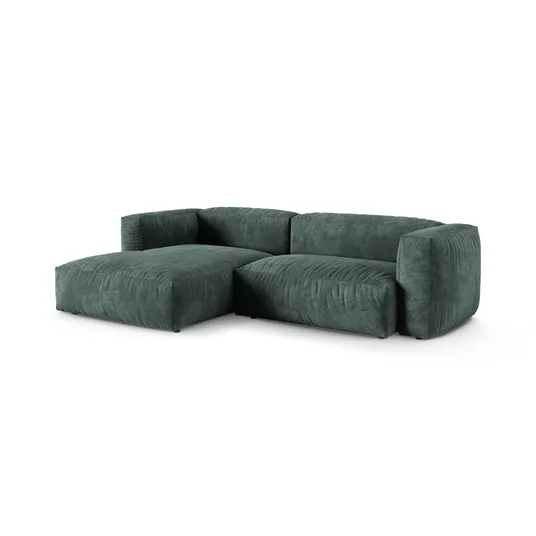 Velvet Modular Left Corner Sofa, "Martina", 2 Seats, 280x176x75, Petrol