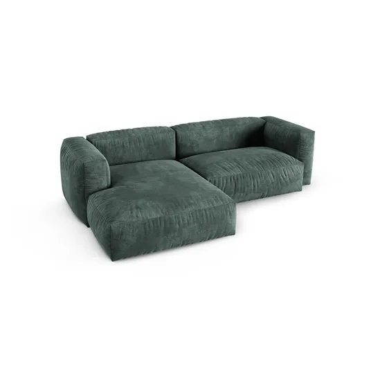 Velvet Modular Left Corner Sofa, "Martina", 2 Seats, 280x176x75, Petrol