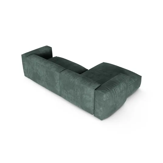 Velvet Modular Left Corner Sofa, "Martina", 2 Seats, 280x176x75, Petrol