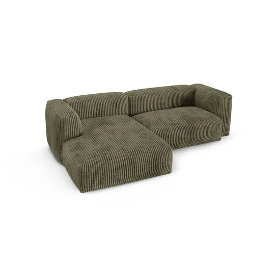Modular Left Corner Sofa, "Martina", 2 Seats, 280x176x75, Moss Green