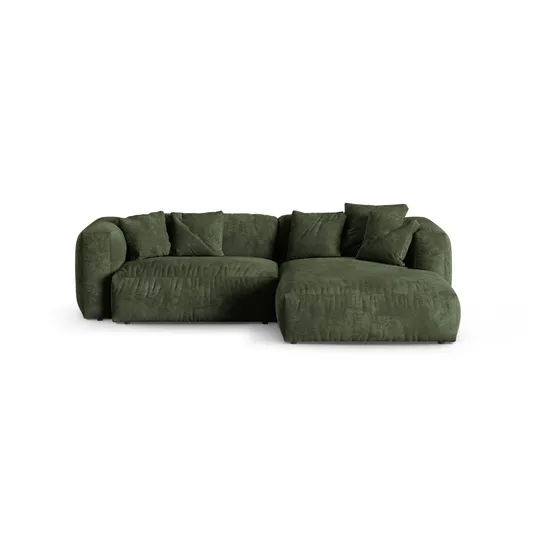Velvet Modular Right Corner Sofa, "Martina", 2 Seats, 280x176x75, Green