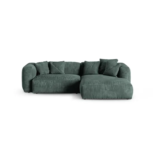 Velvet Modular Right Corner Sofa, "Martina", 2 Seats, 280x176x75, Petrol