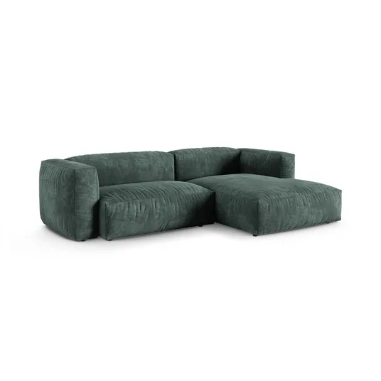 Velvet Modular Right Corner Sofa, "Martina", 2 Seats, 280x176x75, Petrol