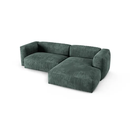 Velvet Modular Right Corner Sofa, "Martina", 2 Seats, 280x176x75, Petrol