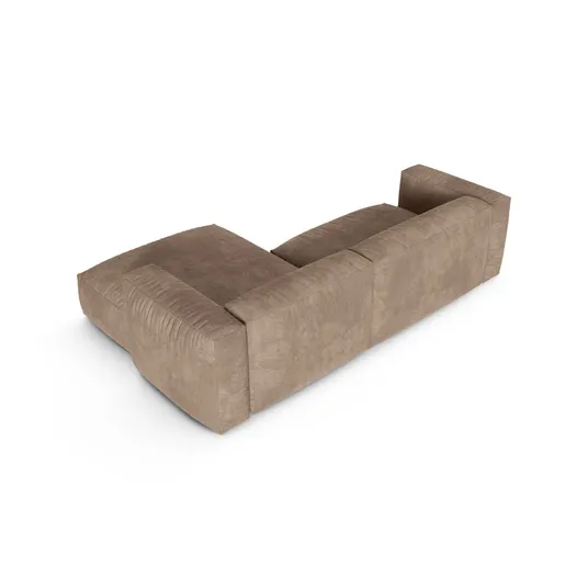 Velvet Modular Right Corner Sofa, "Martina", 2 Seats, 280x176x75, Dark Beige