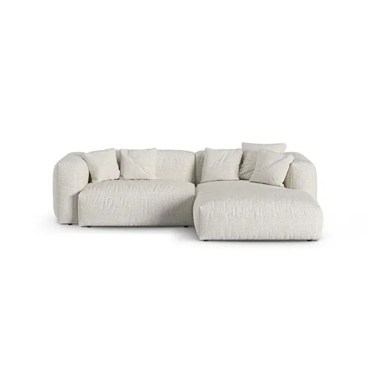 Boucle Modular Right Corner Sofa, "Martina", 2 Seats, 280x176x75, Grey Beige Melange