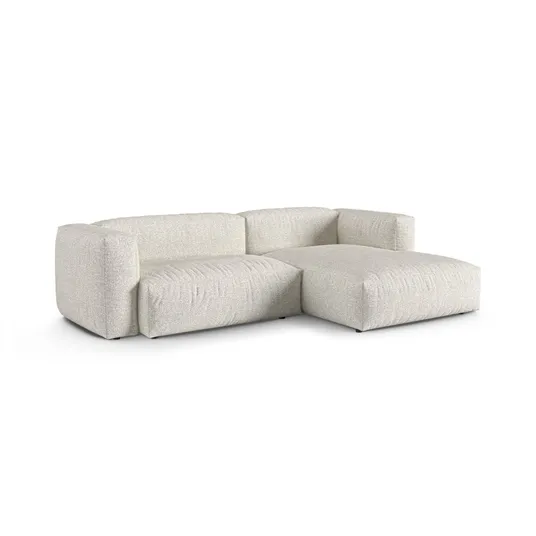 Boucle Modular Right Corner Sofa, "Martina", 2 Seats, 280x176x75, Grey Beige Melange
