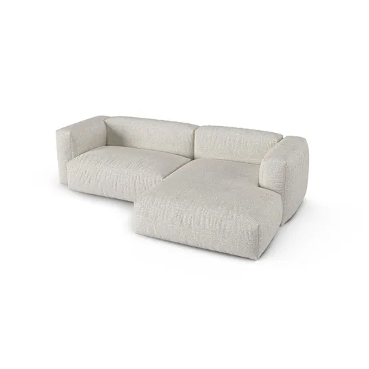 Boucle Modular Right Corner Sofa, "Martina", 2 Seats, 280x176x75, Grey Beige Melange