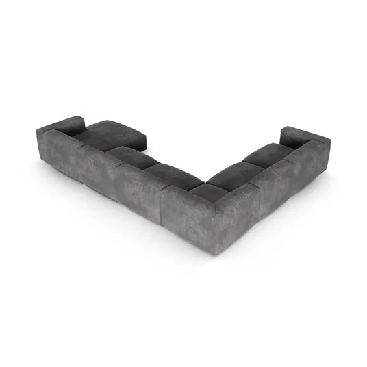 Velvet Modular Left Corner Sofa, "Martina", 6 Seats, 420x330x75, Grey