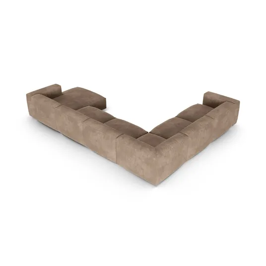 Velvet Modular Left Corner Sofa, "Martina", 6 Seats, 420x330x75, Dark Beige