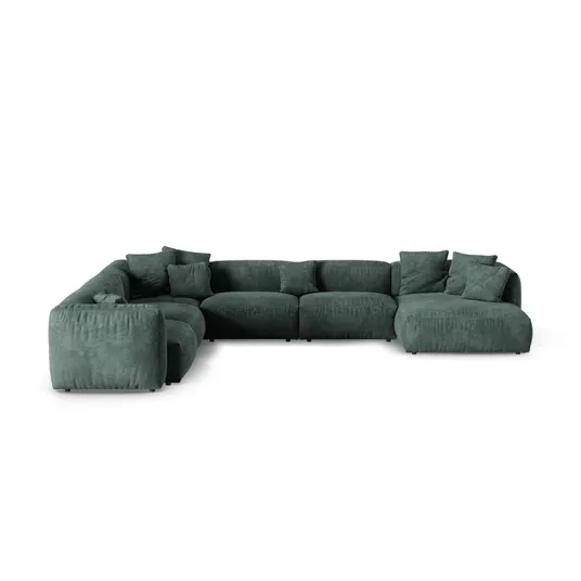 Velvet Modular Left Corner Sofa, "Martina", 6 Seats, 420x330x75, Petrol