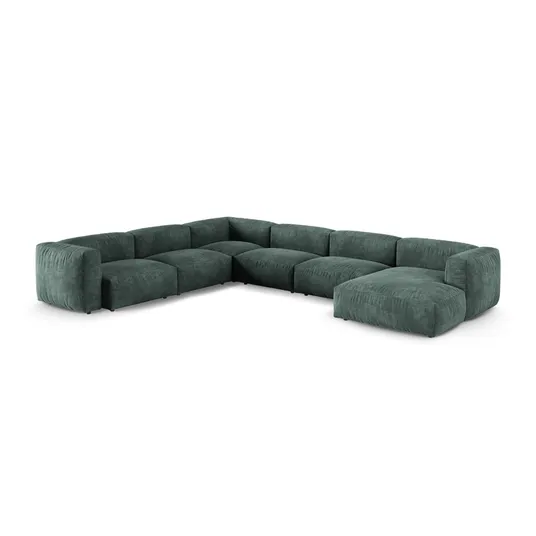 Velvet Modular Left Corner Sofa, "Martina", 6 Seats, 420x330x75, Petrol