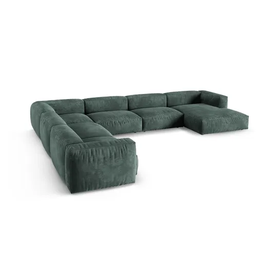 Velvet Modular Left Corner Sofa, "Martina", 6 Seats, 420x330x75, Petrol