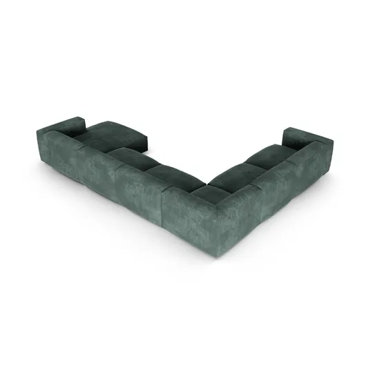 Velvet Modular Left Corner Sofa, "Martina", 6 Seats, 420x330x75, Petrol