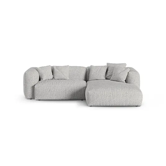 Boucle Modular Right Corner Sofa, "Martina", 2 Seats, 280x176x75, Silver