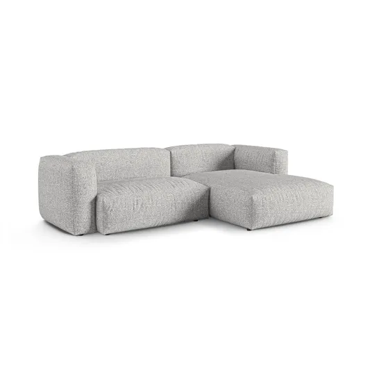 Boucle Modular Right Corner Sofa, "Martina", 2 Seats, 280x176x75, Silver
