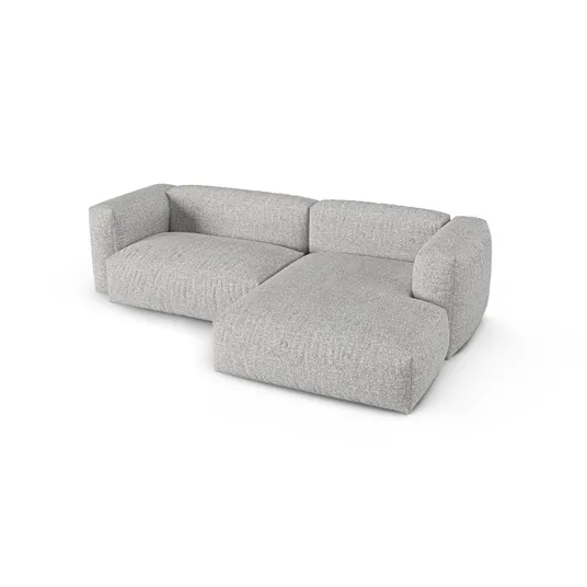Boucle Modular Right Corner Sofa, "Martina", 2 Seats, 280x176x75, Silver